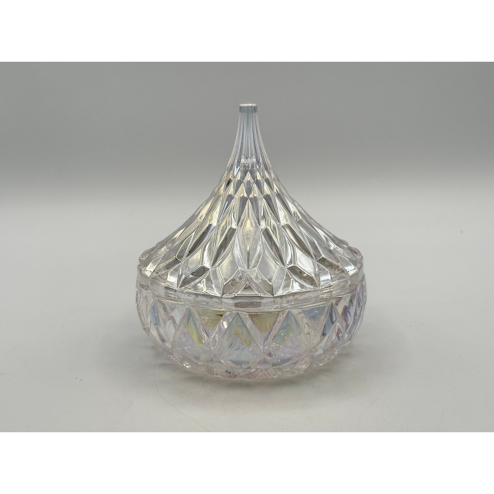 Godinger Iridescent Cut Crystal Hersheys Kiss Covered Dish Vintage Candy Bowl